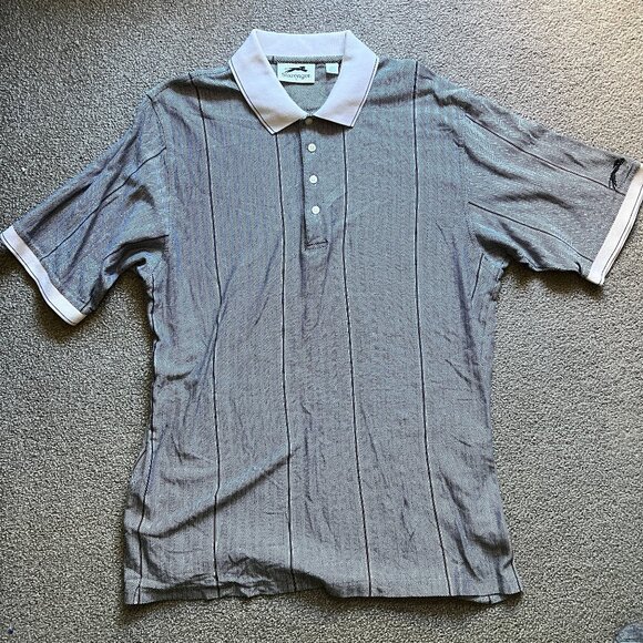 Slazenger Men's Brown Cream Herringbone Short Sleeve Vintage Polo Knit Shirt XL - Picture 4 of 9